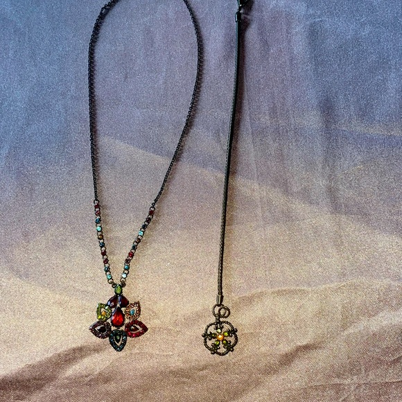 Unique Rich Color Ruby and Multi Colored Jewel Gunmetal Necklace and Bracelet - Picture 4 of 9